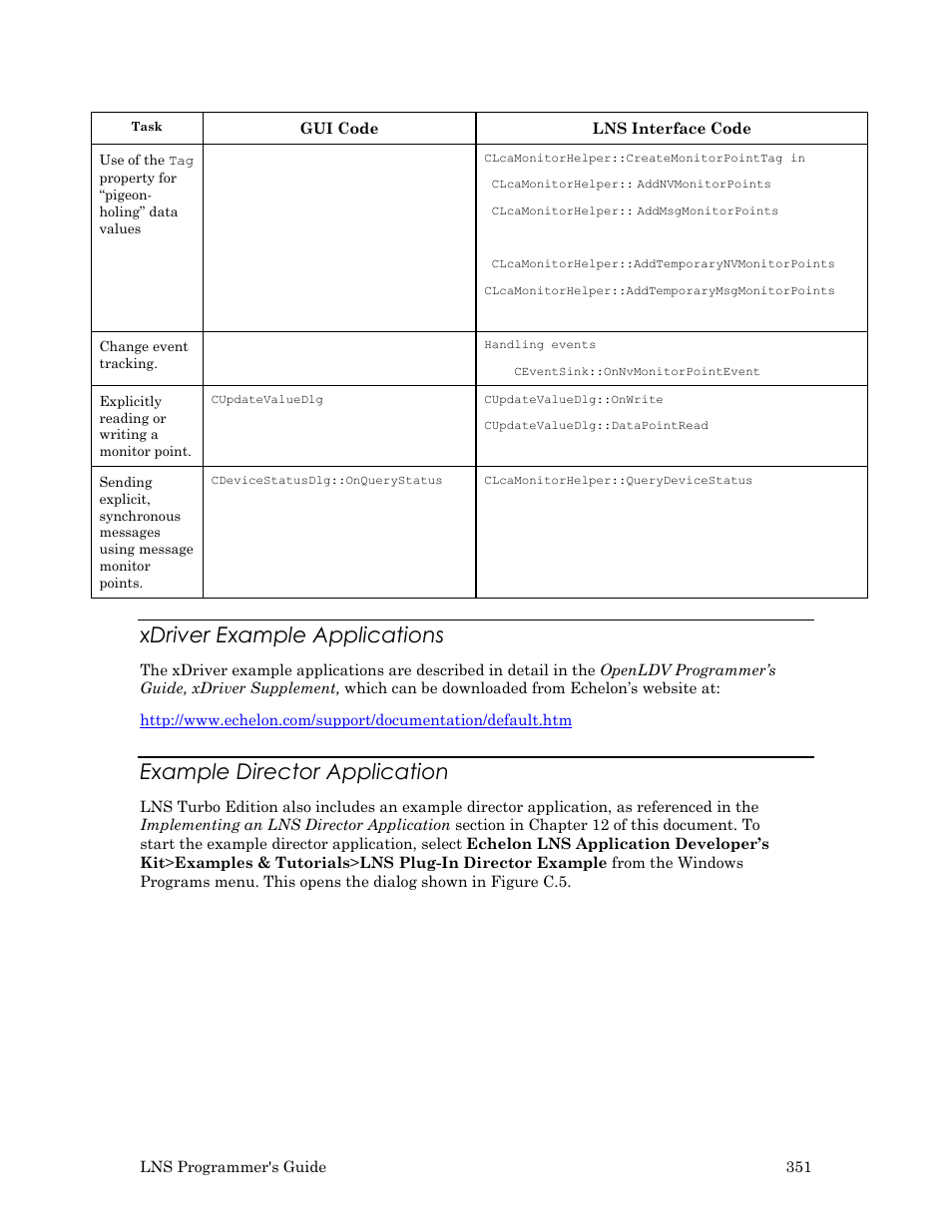 Xdriver example applications, Example director application | Echelon LNS User Manual | Page 365 / 368