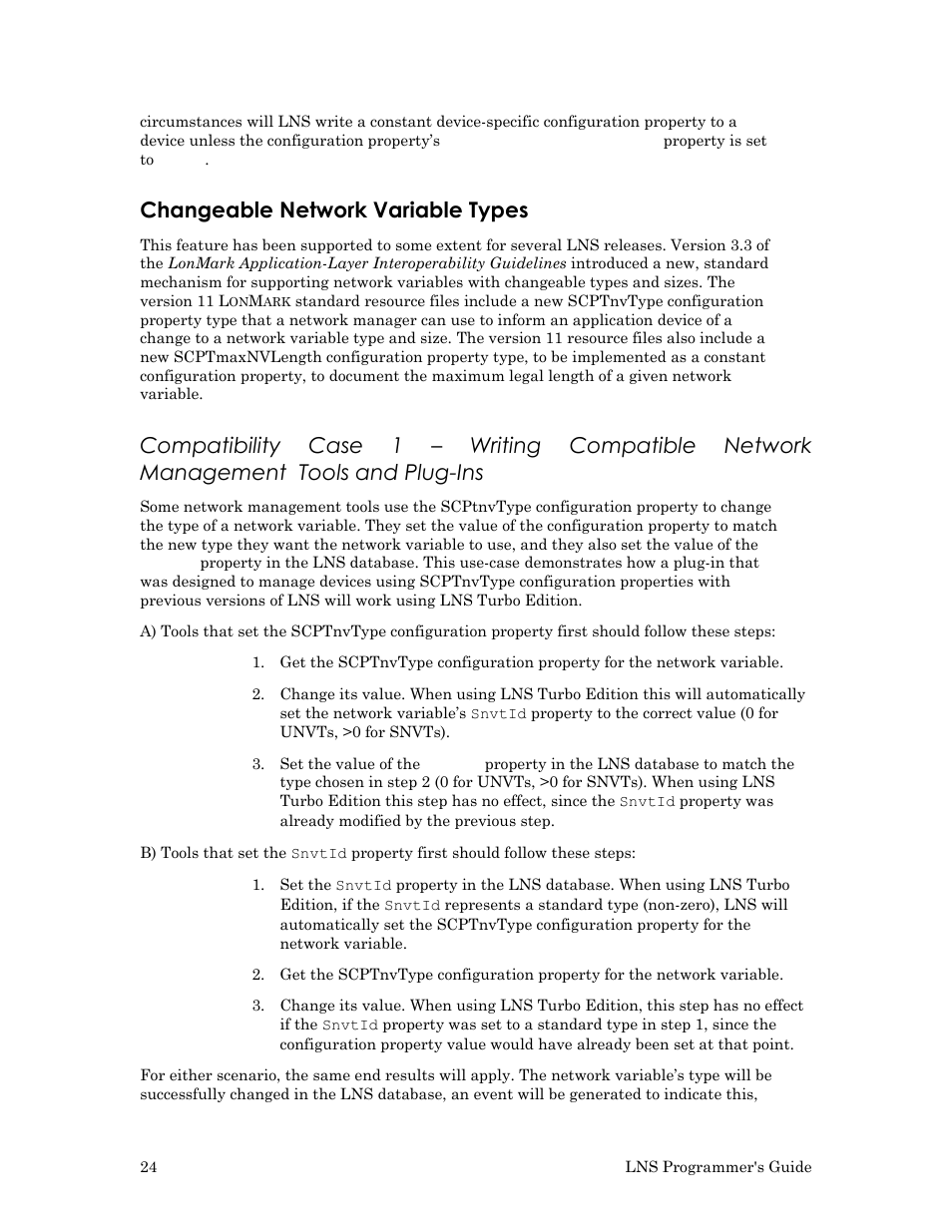 Changeable network variable types, Compatibility case 1 – writing compatible network | Echelon LNS User Manual | Page 38 / 368