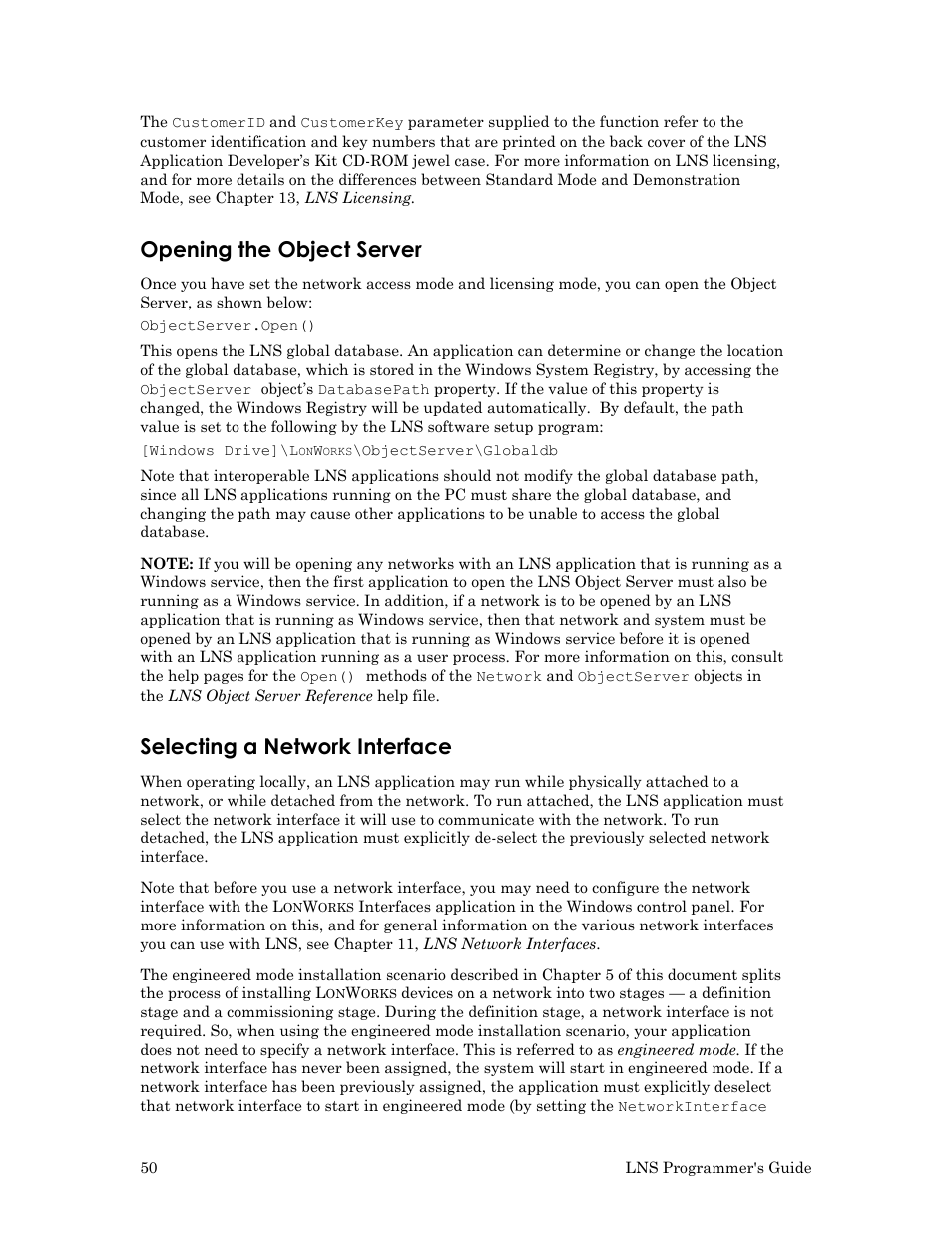 Opening the object server, Selecting a network interface, Opening the object | Selecting a | Echelon LNS User Manual | Page 64 / 368