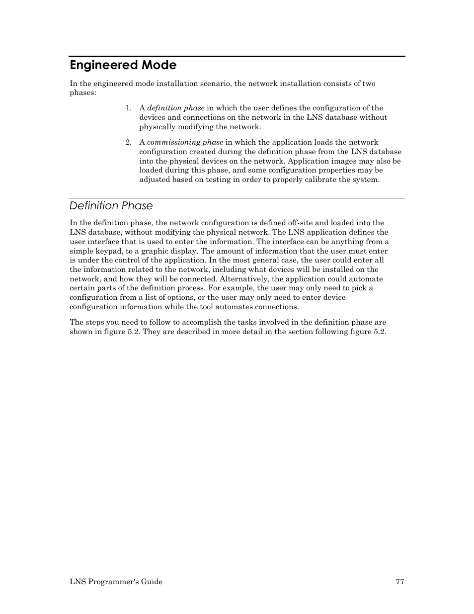 Engineered mode, Definition phase | Echelon LNS User Manual | Page 91 / 368