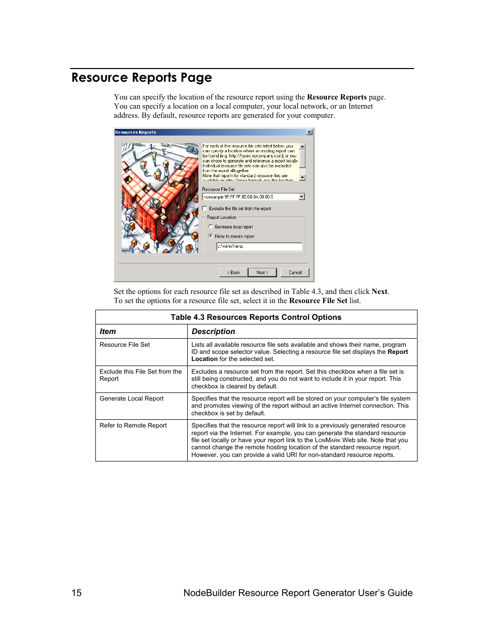 Resource reports page | Echelon NodeBuilder Resource Report Generator User Manual | Page 17 / 52