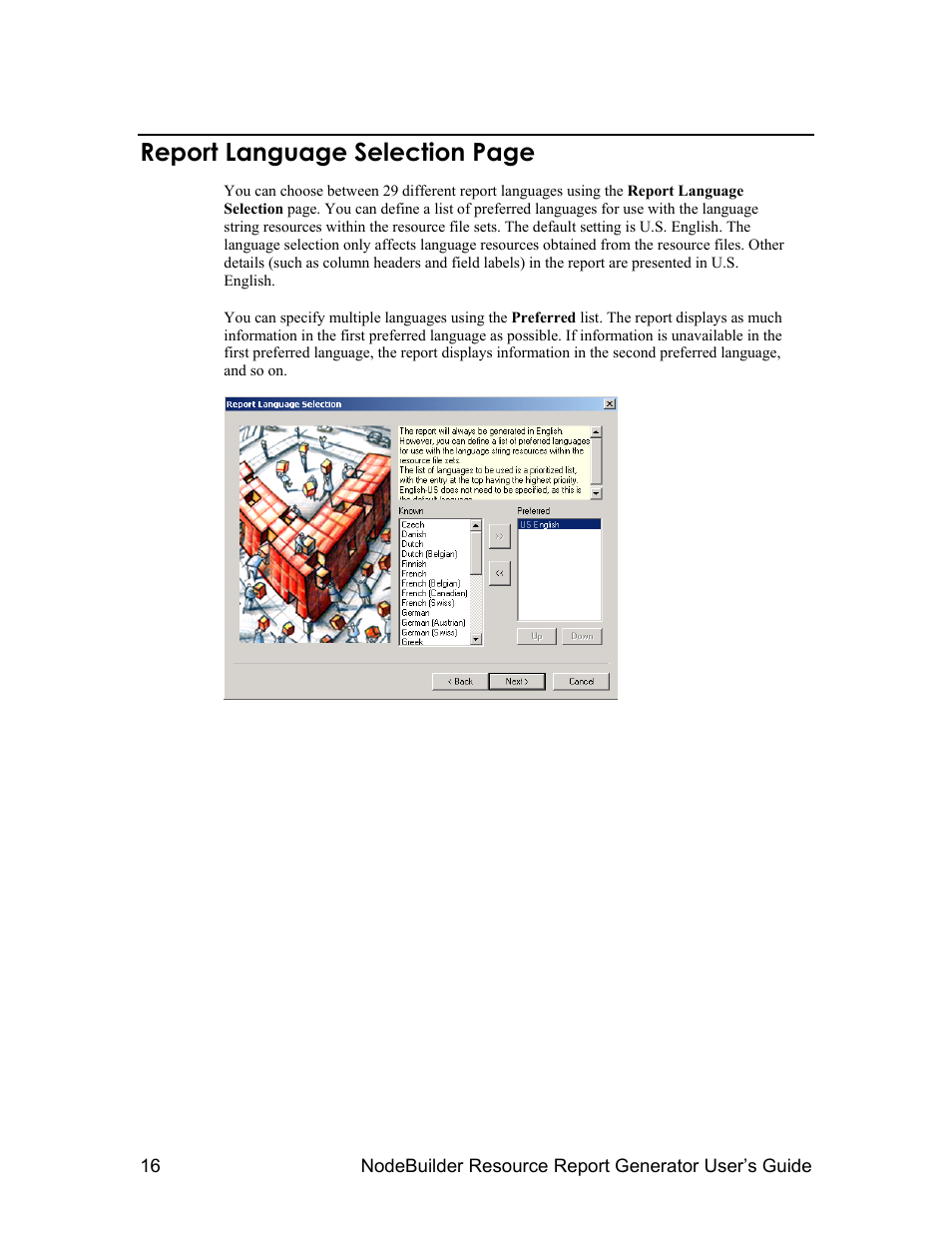 Report language selection page | Echelon NodeBuilder Resource Report Generator User Manual | Page 18 / 52