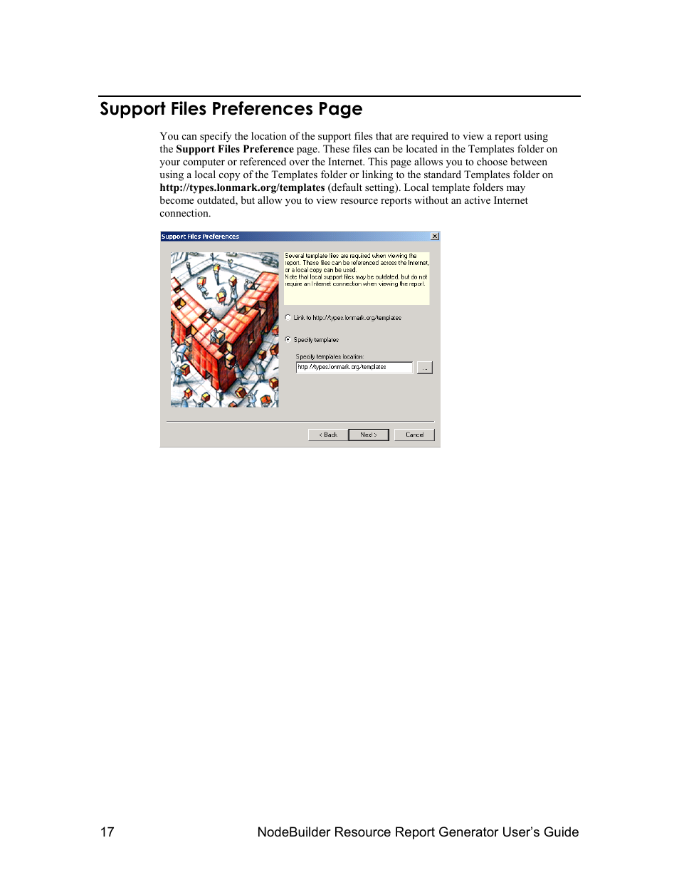 Support files preferences page | Echelon NodeBuilder Resource Report Generator User Manual | Page 19 / 52