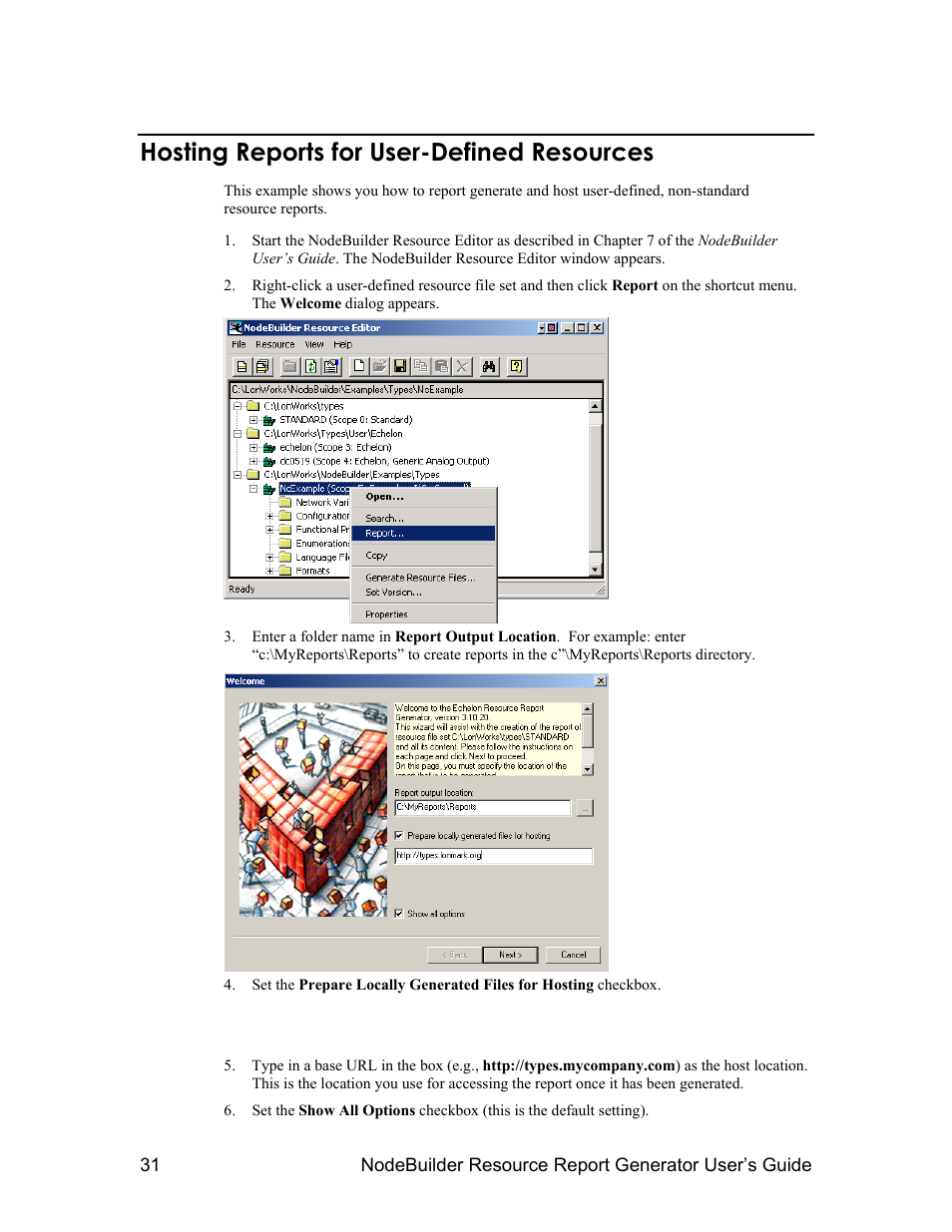 Hosting reports for user-defined resources | Echelon NodeBuilder Resource Report Generator User Manual | Page 33 / 52