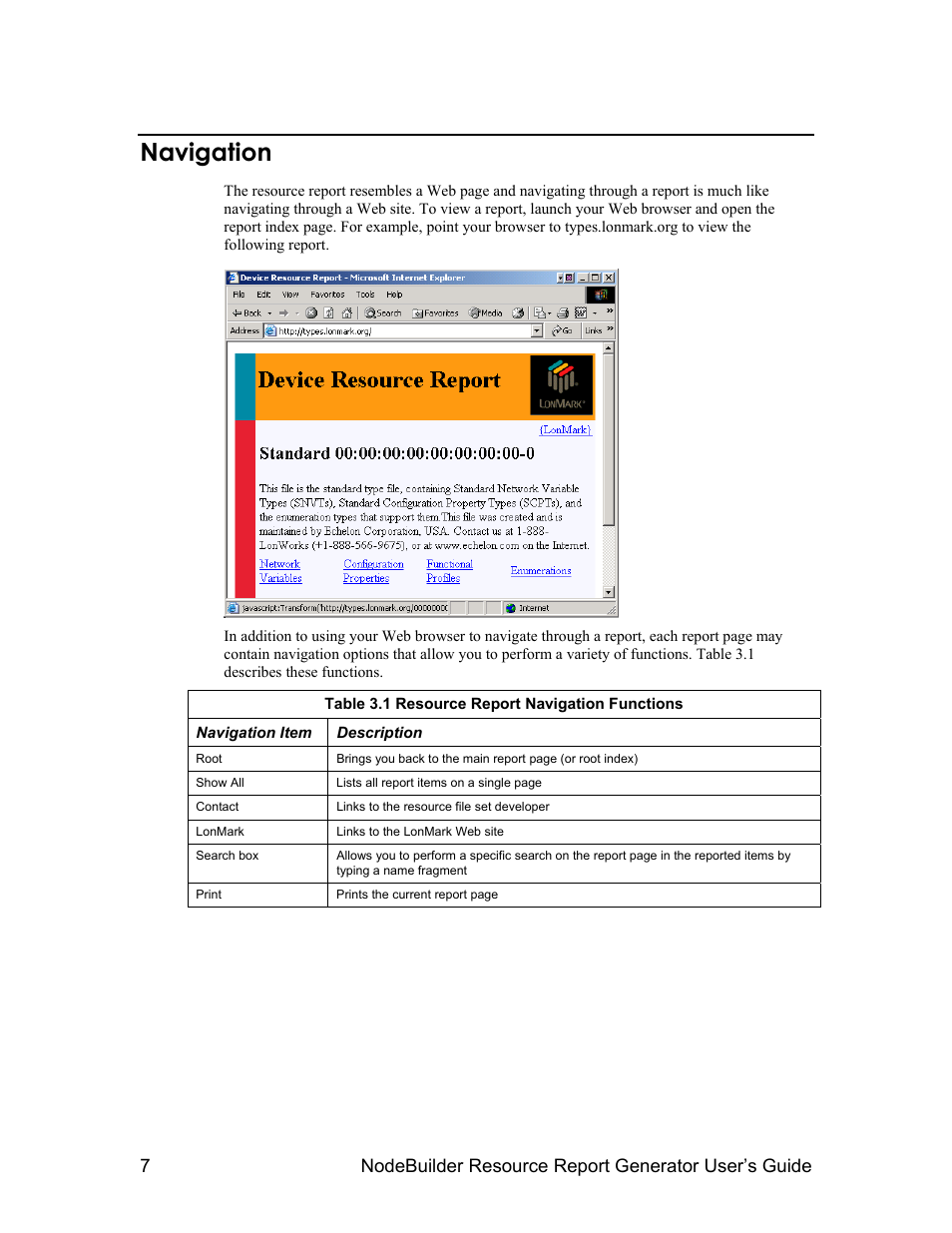Navigation | Echelon NodeBuilder Resource Report Generator User Manual | Page 9 / 52