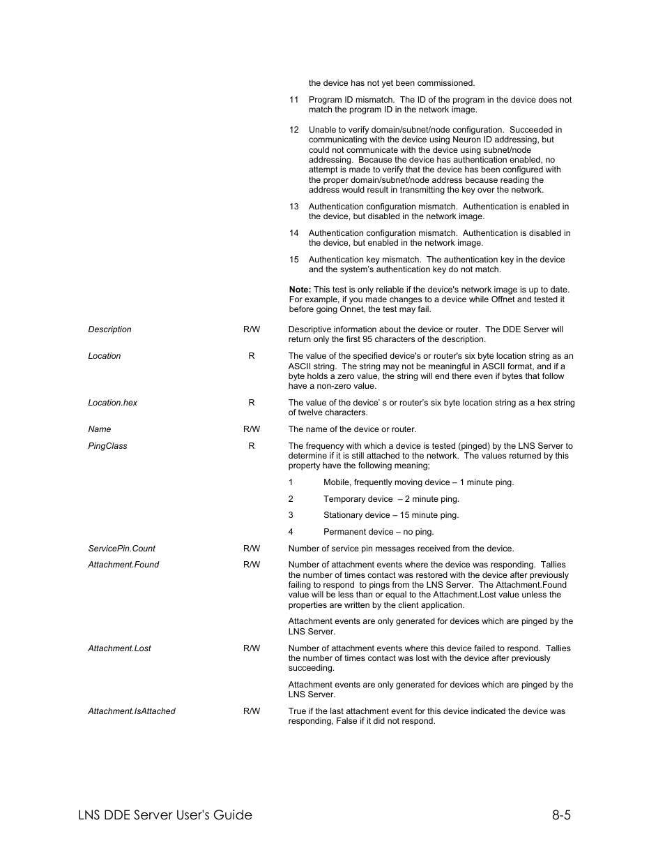 Lns dde server user's guide 8-5 | Echelon LNS DDE Server User Manual | Page 109 / 160