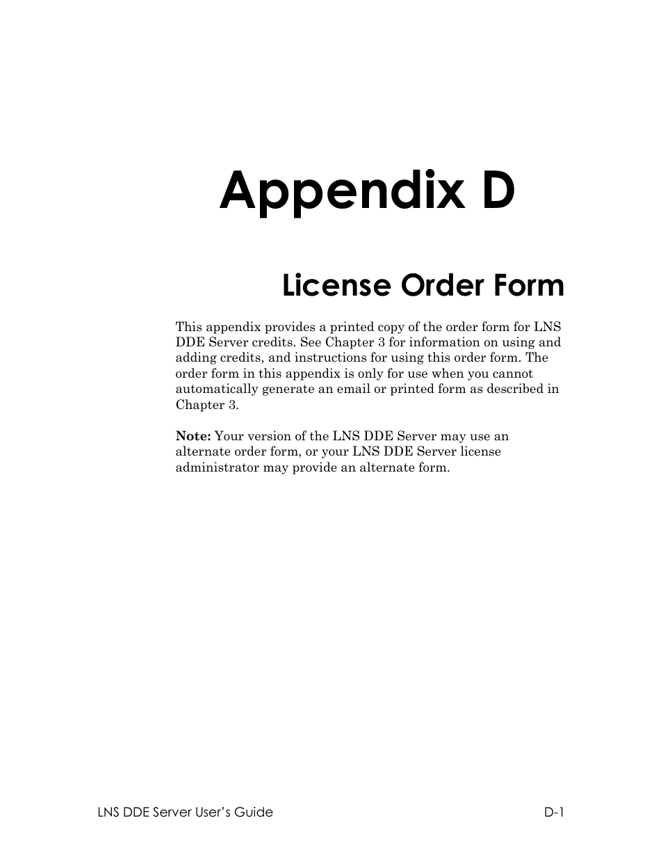 Appendix d, License order form | Echelon LNS DDE Server User Manual | Page 143 / 160