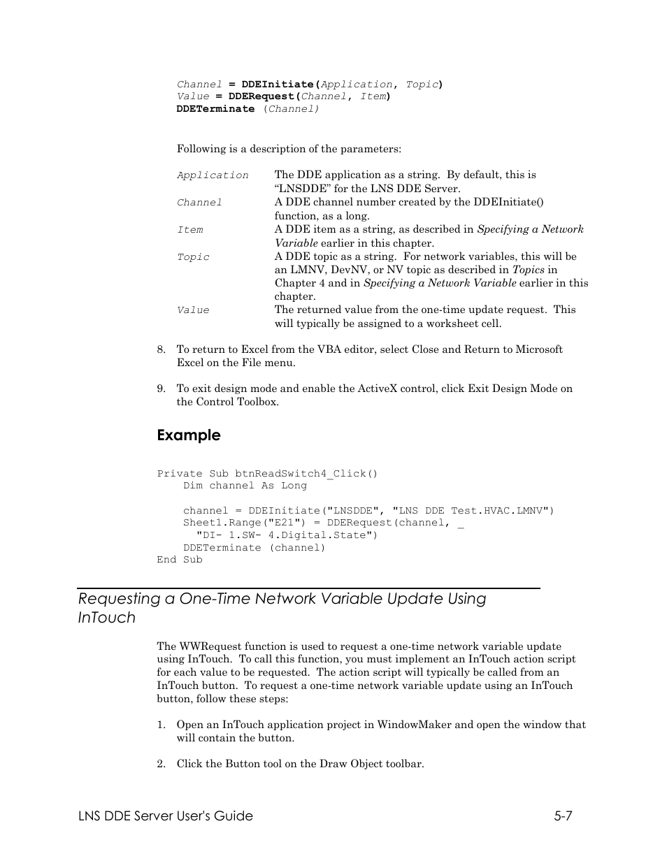 Example | Echelon LNS DDE Server User Manual | Page 77 / 160