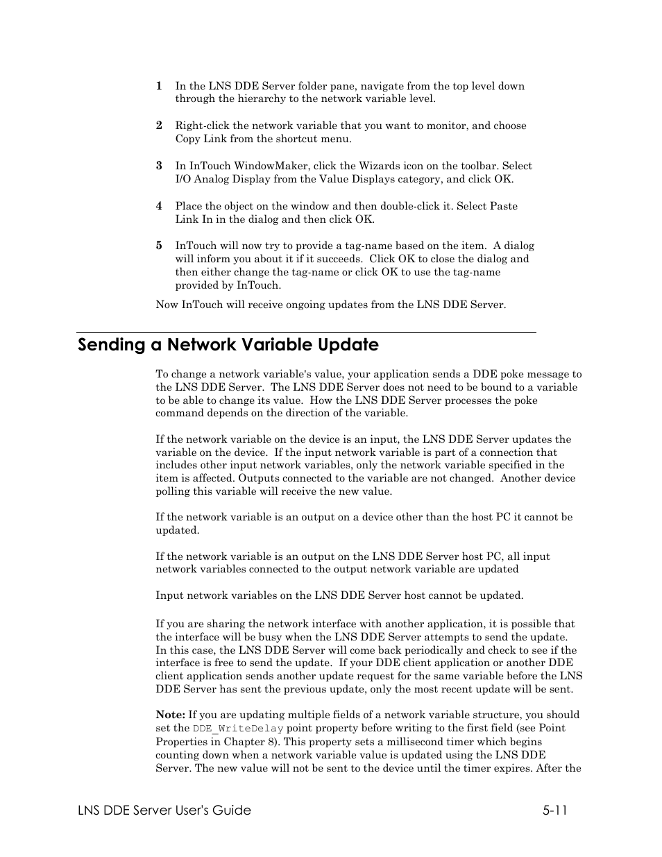 Sending a network variable update | Echelon LNS DDE Server User Manual | Page 81 / 160