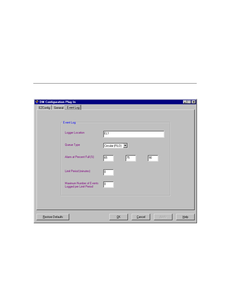 Event log | Echelon DM-21 Device Manager User Manual | Page 73 / 106