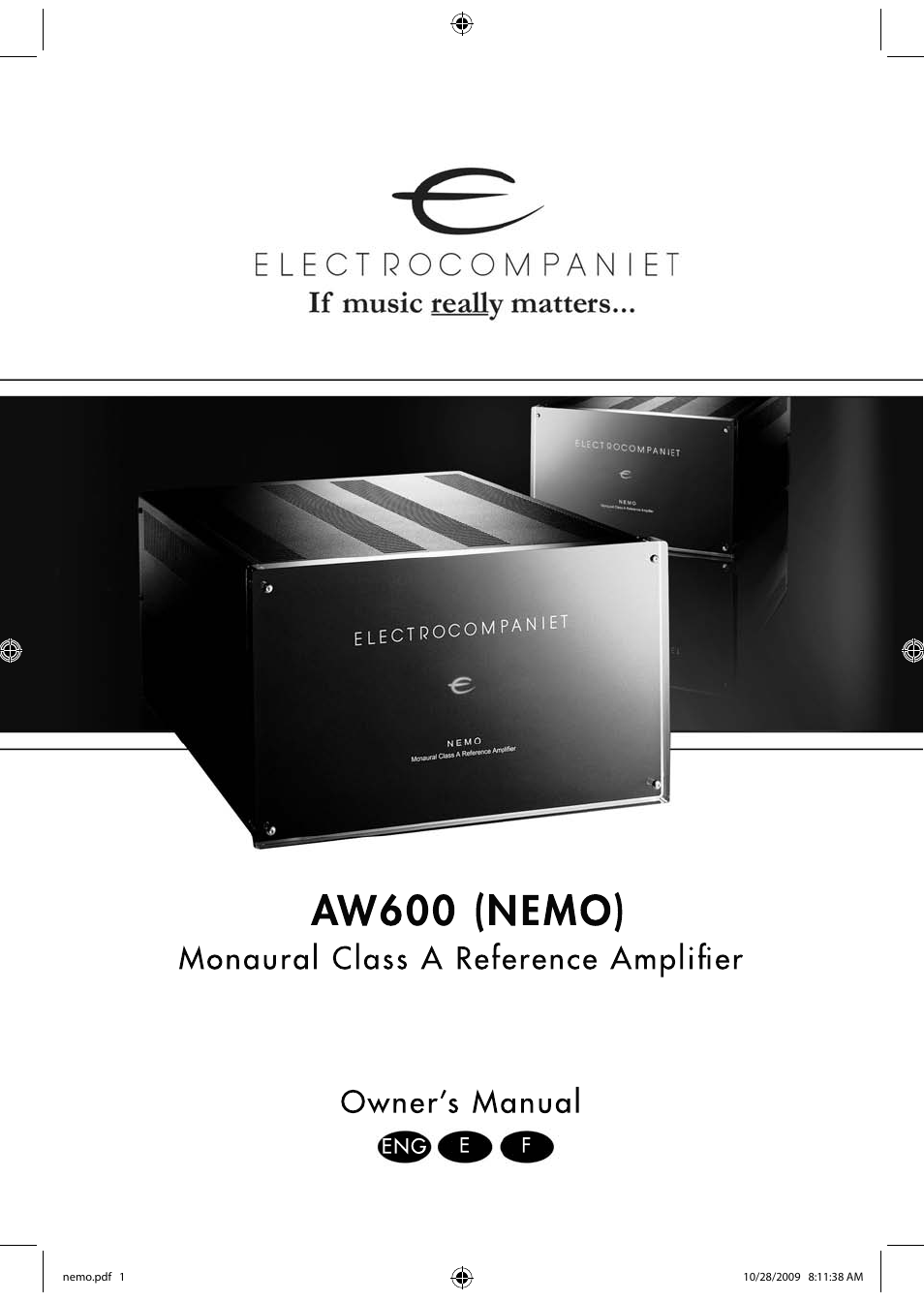 Electrocompaniet NEMO User Manual | 20 pages