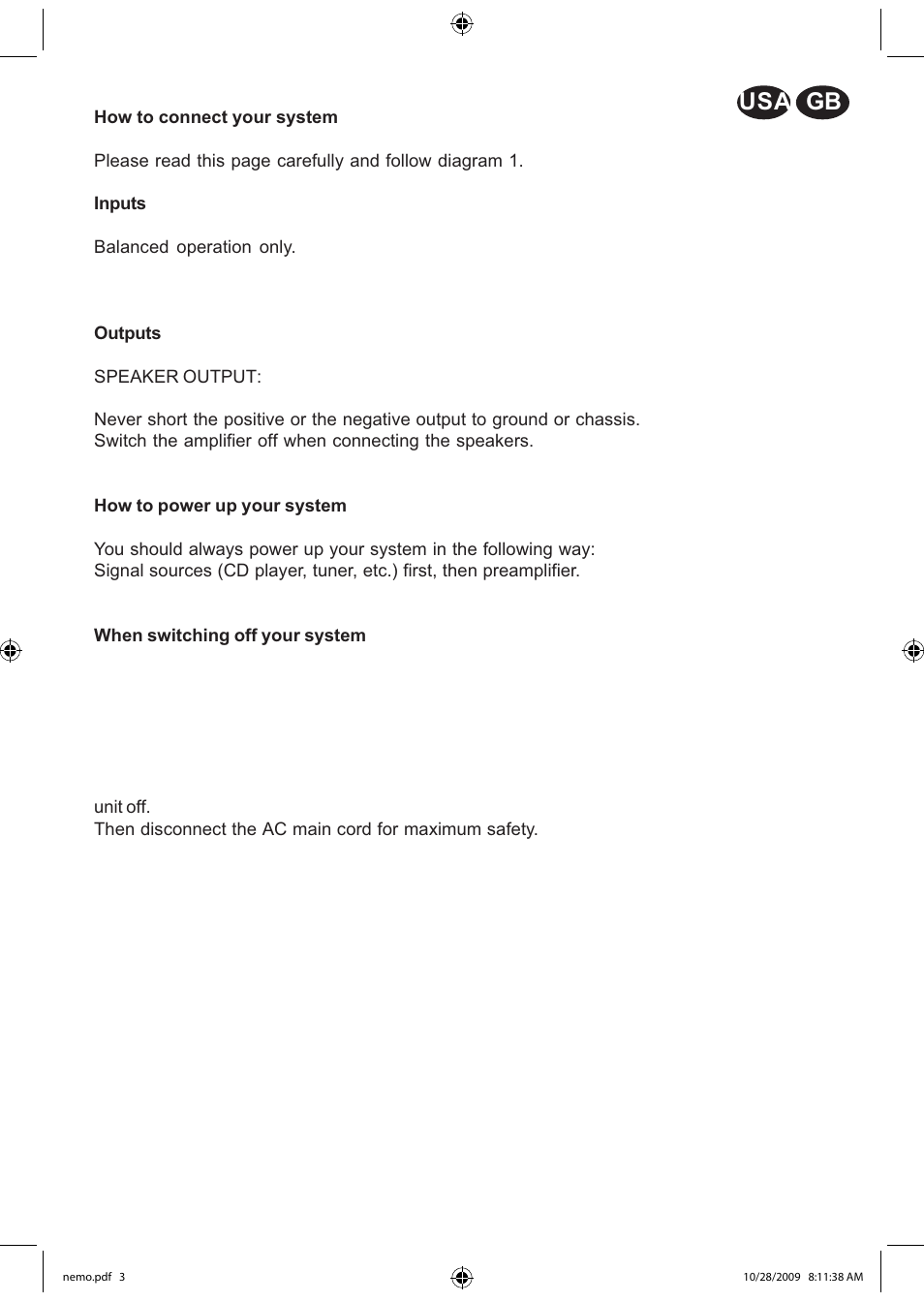 Gb usa 2 | Electrocompaniet NEMO User Manual | Page 4 / 20
