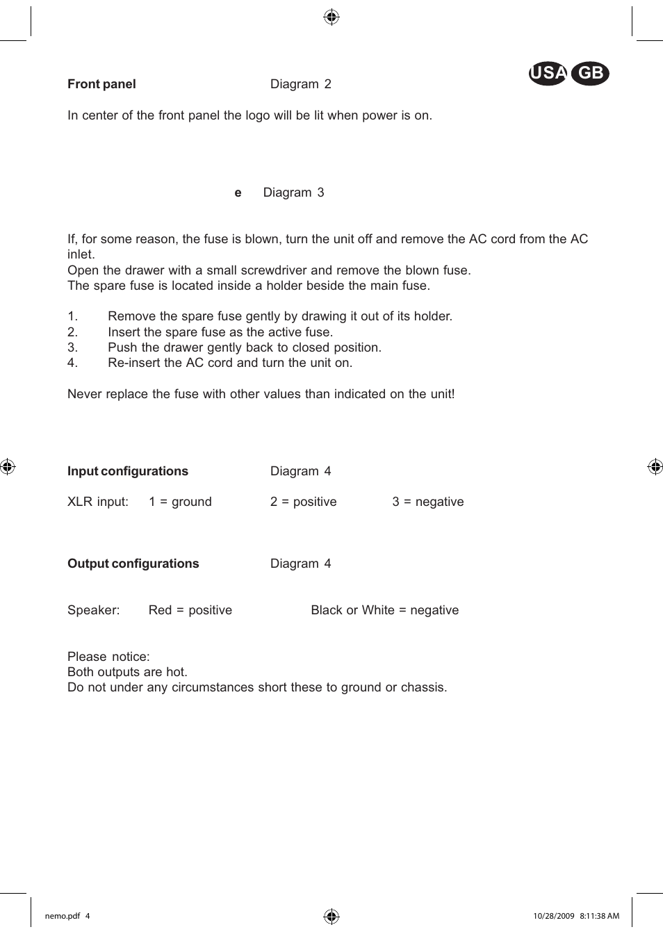 Gb usa 3 | Electrocompaniet NEMO User Manual | Page 5 / 20