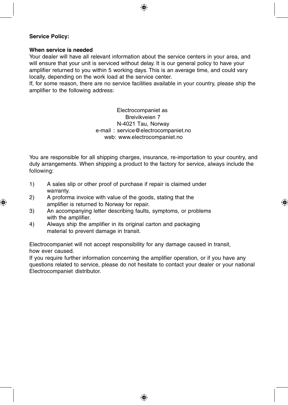 Electrocompaniet AW180 User Manual | Page 6 / 8