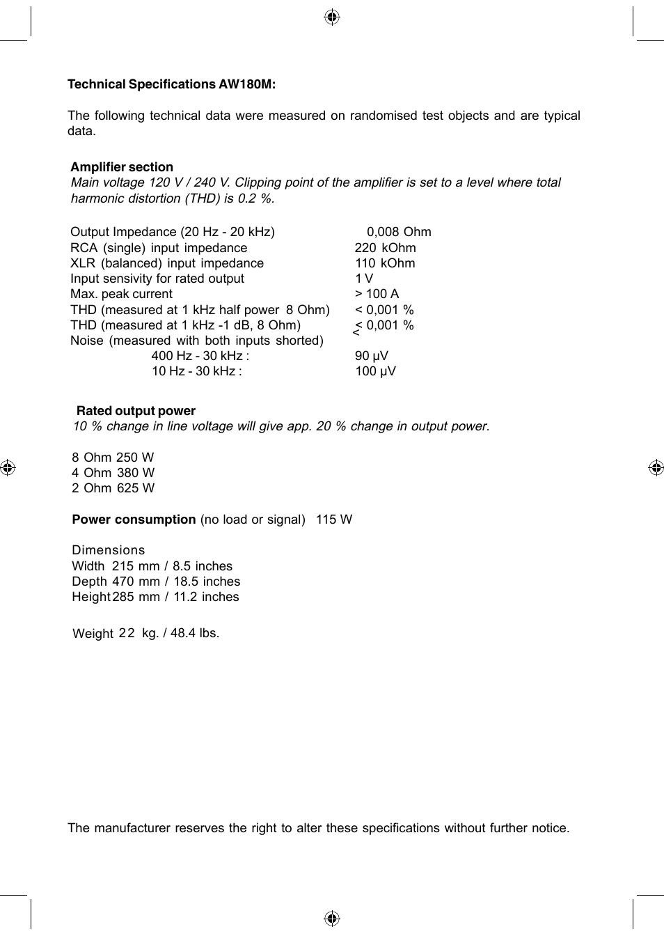 Electrocompaniet AW180 User Manual | Page 7 / 8