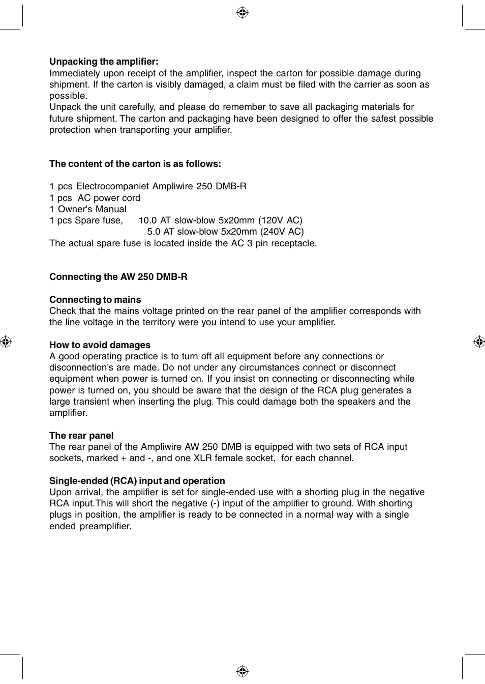 Electrocompaniet AW250R User Manual | Page 3 / 8