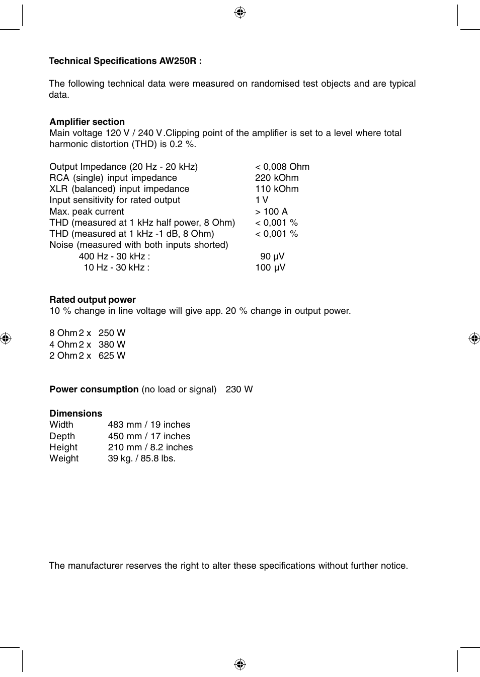 Electrocompaniet AW250R User Manual | Page 7 / 8