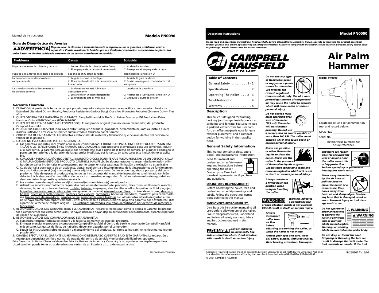 Campbell Hausfeld PN0090 User Manual | 4 pages