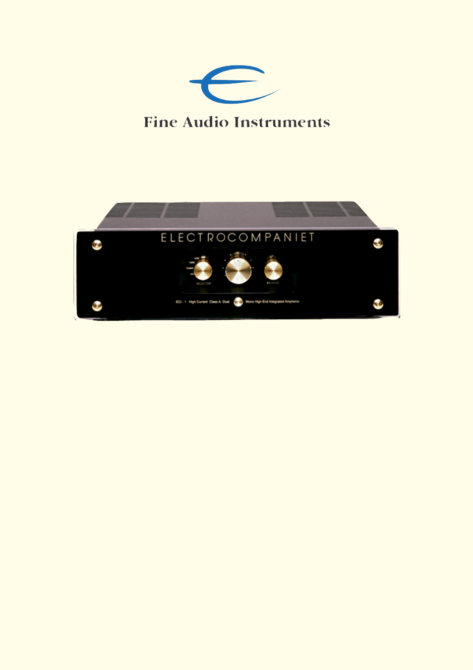 Electrocompaniet ECI1 User Manual | 7 pages
