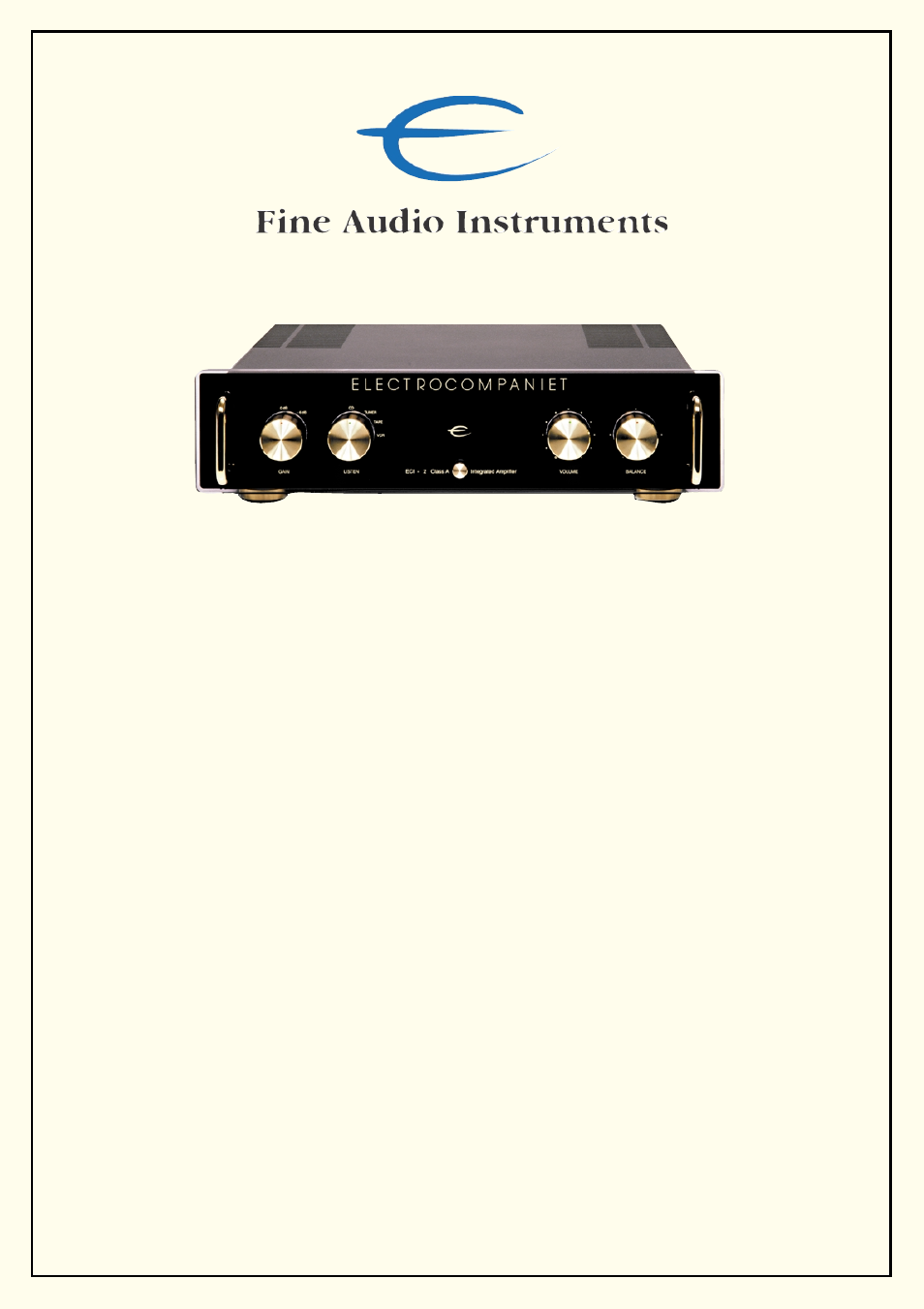 Electrocompaniet ECI2 User Manual | 7 pages