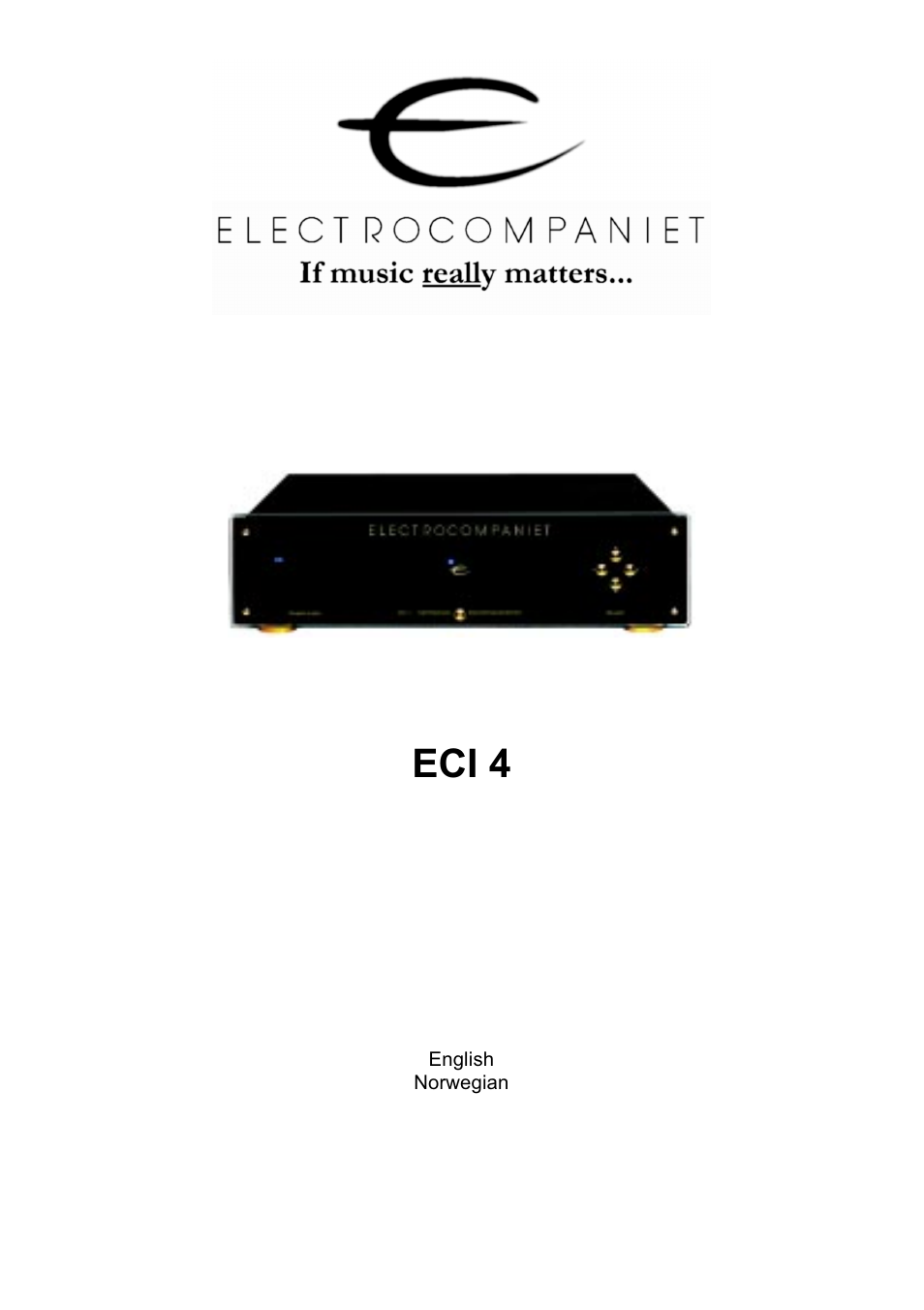 Electrocompaniet ECI4 User Manual | 15 pages