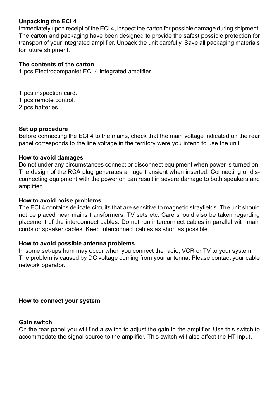Electrocompaniet ECI4 User Manual | Page 2 / 15