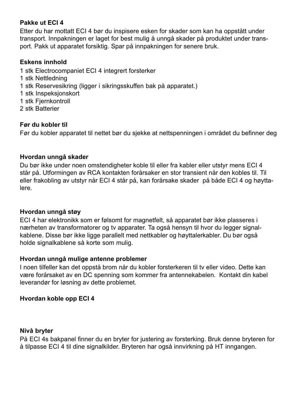 Electrocompaniet ECI4 User Manual | Page 8 / 15