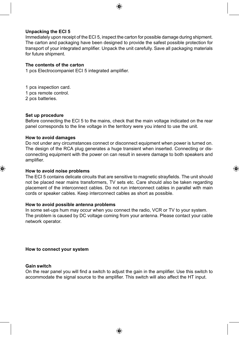 Electrocompaniet ECI 5 User Manual | Page 2 / 16