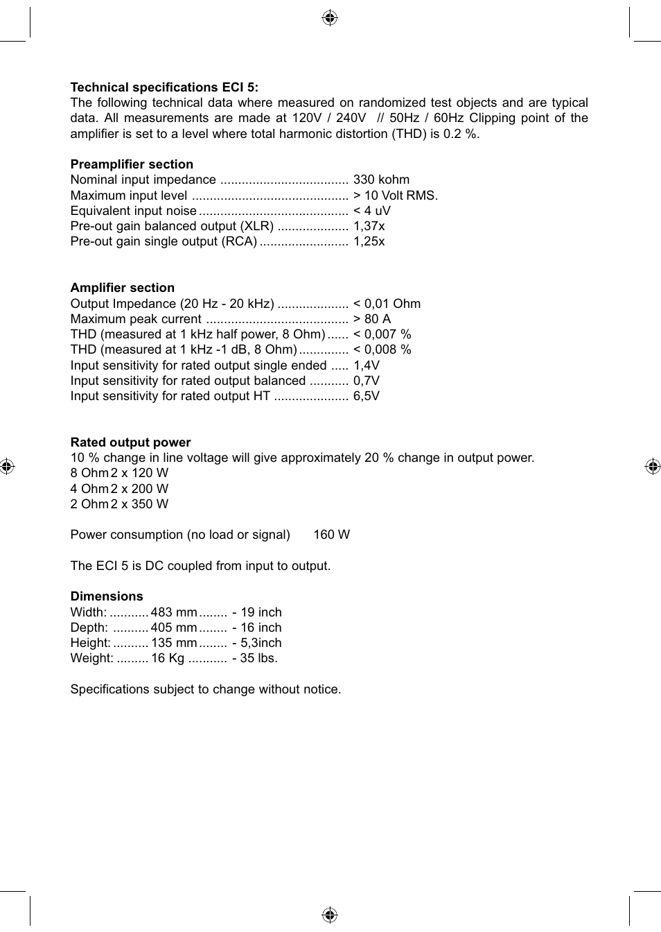 Electrocompaniet ECI 5 User Manual | Page 6 / 16