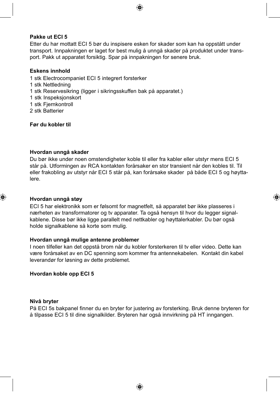 Electrocompaniet ECI 5 User Manual | Page 8 / 16