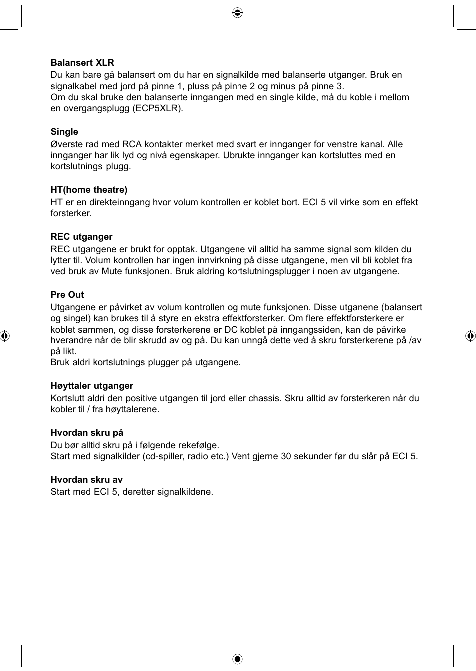 Electrocompaniet ECI 5 User Manual | Page 9 / 16