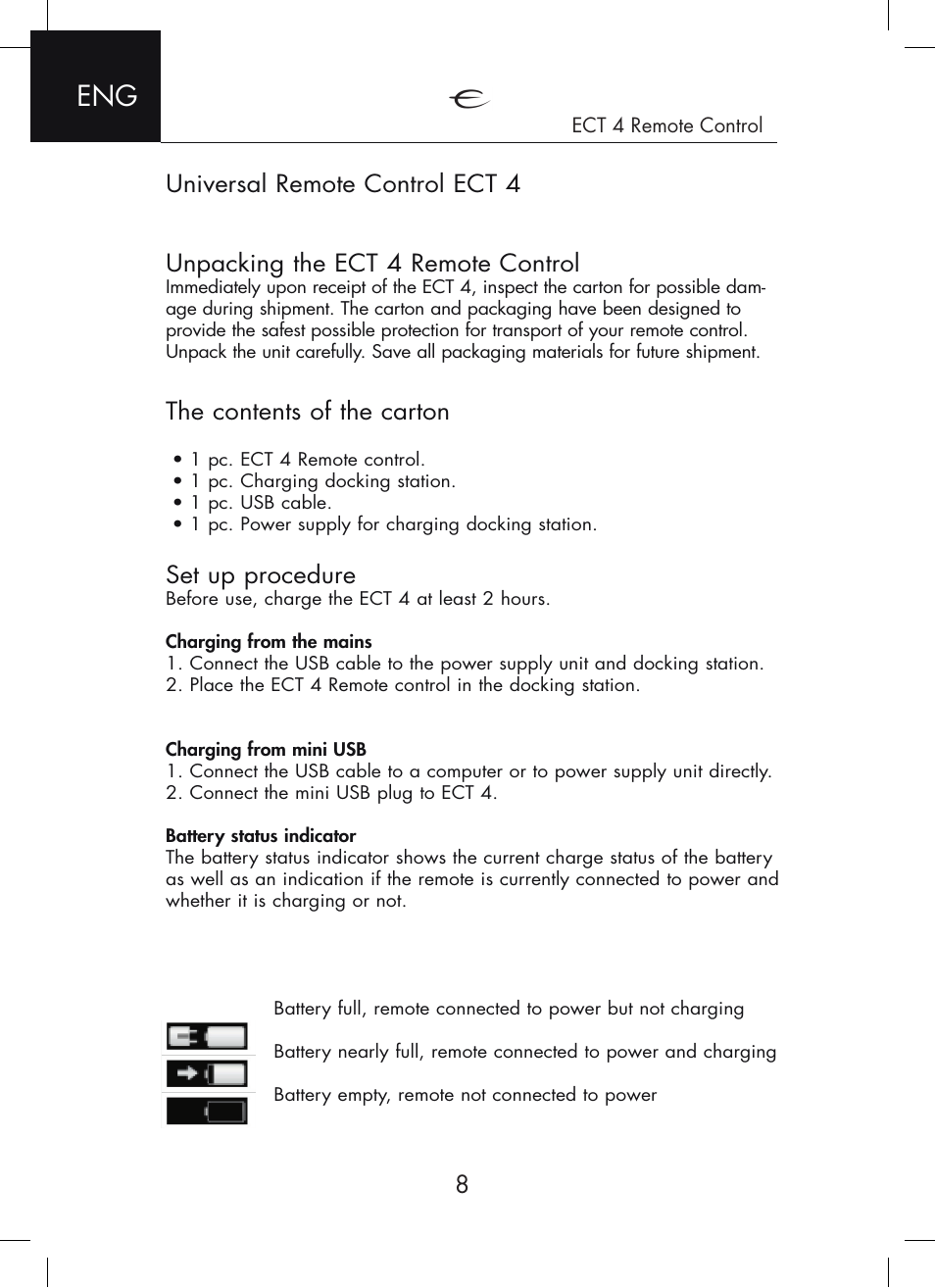 The contents of the carton, Set up procedure | Electrocompaniet ECI 6DS User Manual | Page 8 / 24