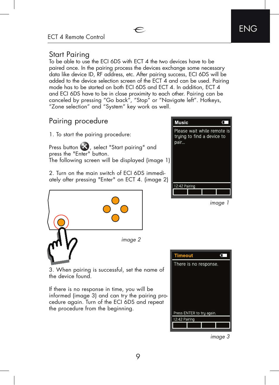 Start pairing, Pairing procedure | Electrocompaniet ECI 6DS User Manual | Page 9 / 24