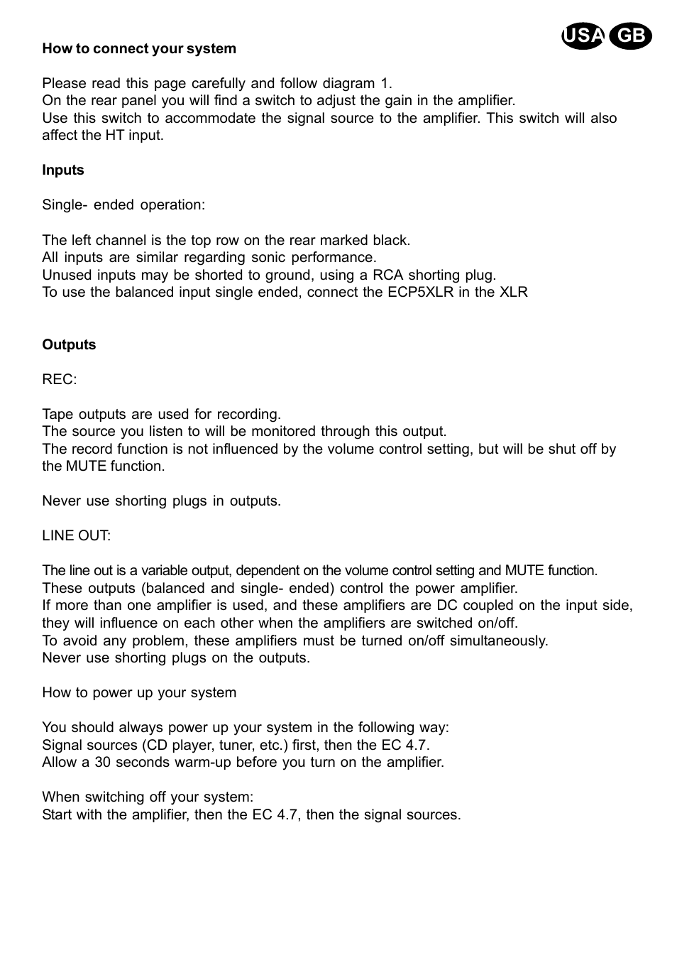 Gb usa 3 | Electrocompaniet EC4.7 (issue 3) User Manual | Page 3 / 9