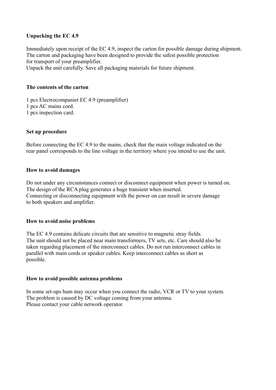 Electrocompaniet EC4.9 (6 channel) User Manual | Page 2 / 8