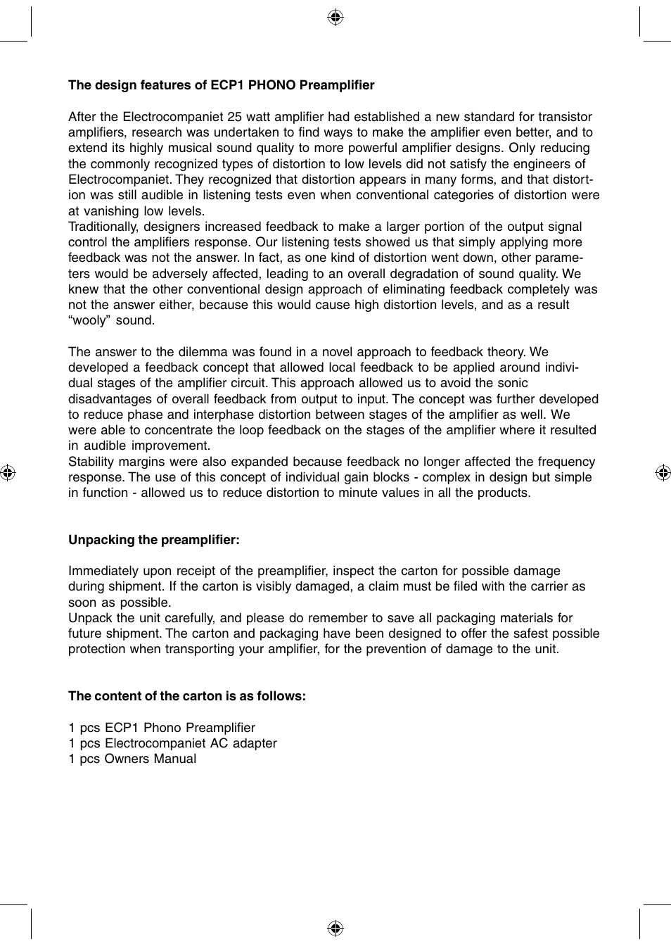 Electrocompaniet ECP1 User Manual | Page 3 / 8