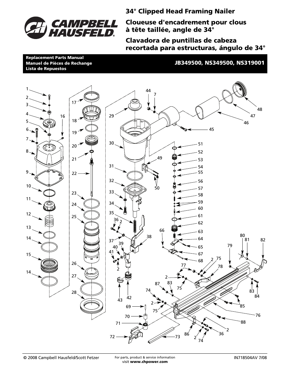 Campbell Hausfeld 34 Clipped Head Framing Nailer JB349500 User Manual | 4 pages