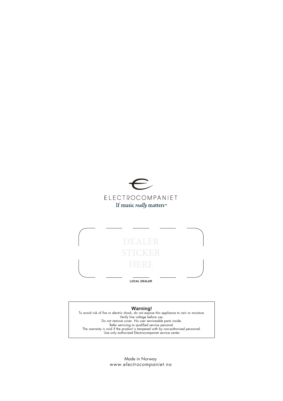 Dealer sticker here | Electrocompaniet EMC 1 MK III User Manual | Page 16 / 16