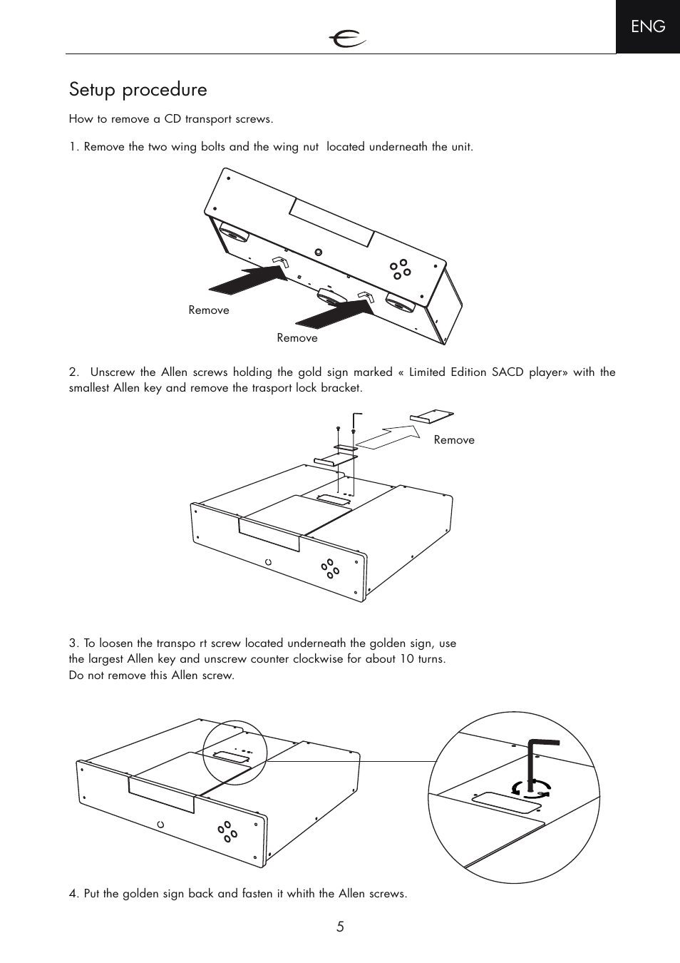 Setup procedure | Electrocompaniet EMC 1 MK III User Manual | Page 5 / 16