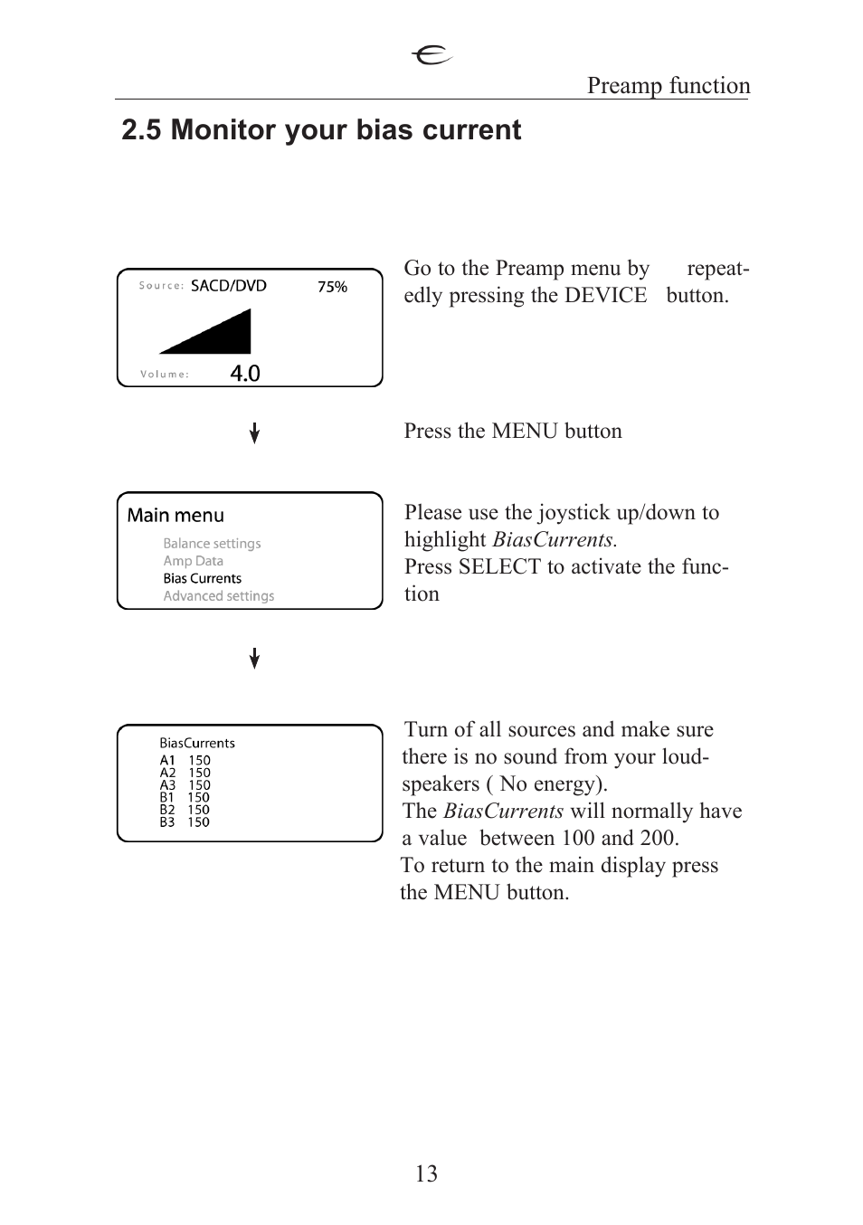 5 monitor your bias current | Electrocompaniet ECT 2 User Manual | Page 13 / 28