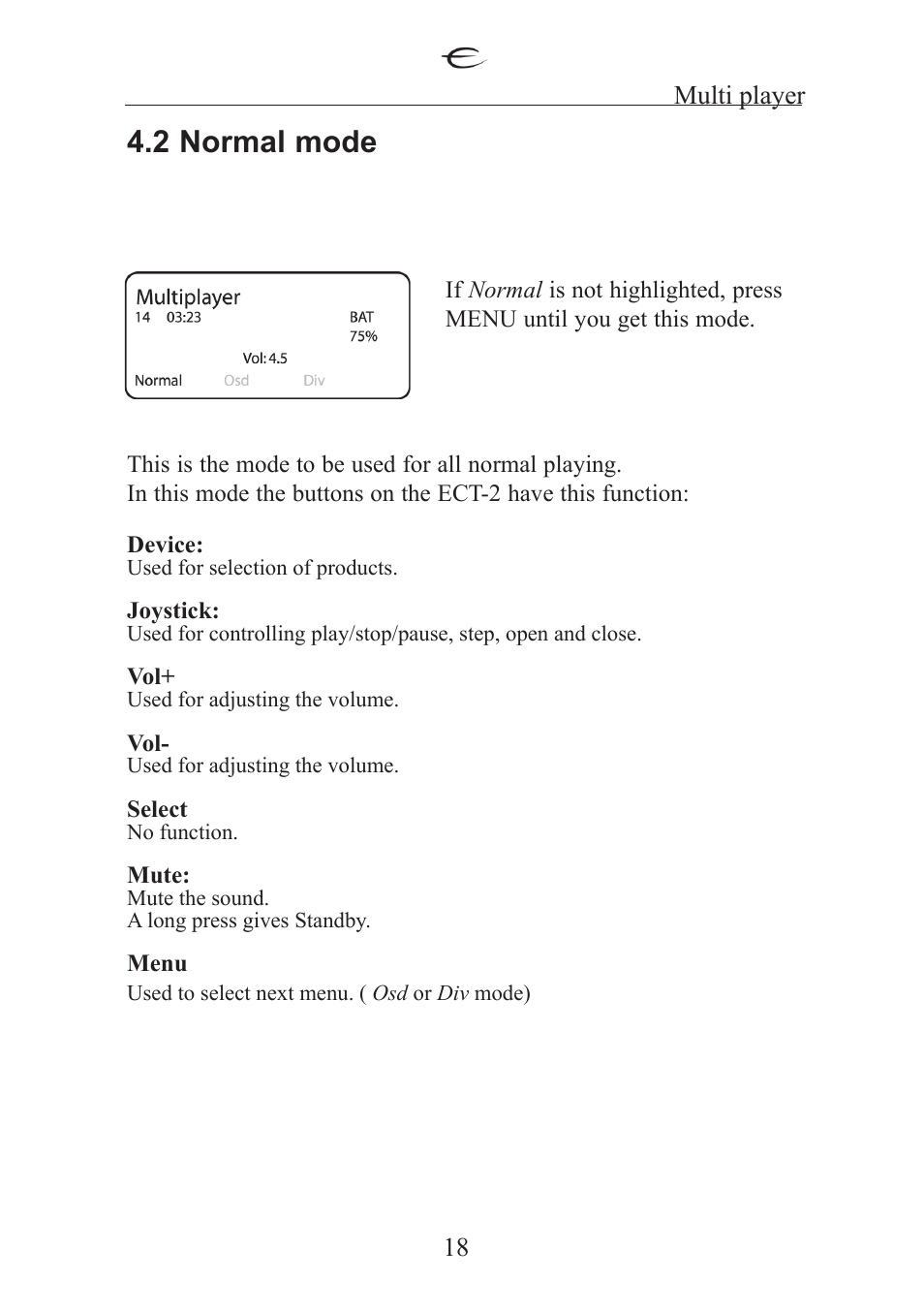 2 normal mode | Electrocompaniet ECT 2 User Manual | Page 18 / 28