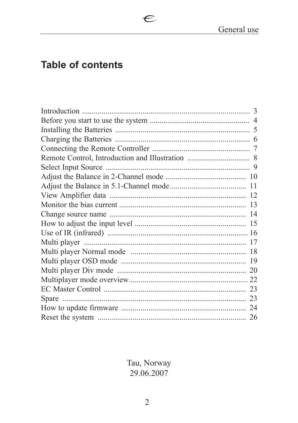 Electrocompaniet ECT 2 User Manual | Page 2 / 28