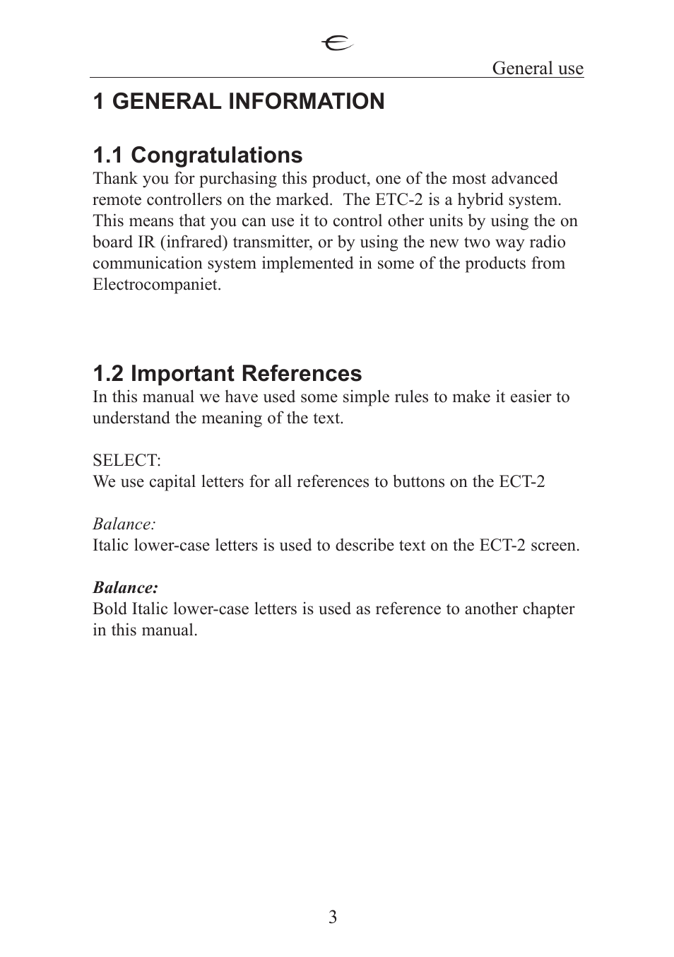 2 important references | Electrocompaniet ECT 2 User Manual | Page 3 / 28