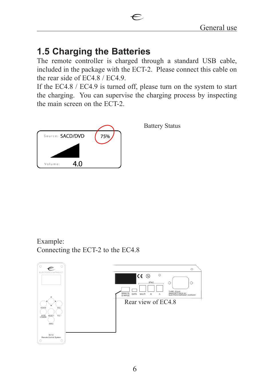 5 charging the batteries | Electrocompaniet ECT 2 User Manual | Page 6 / 28
