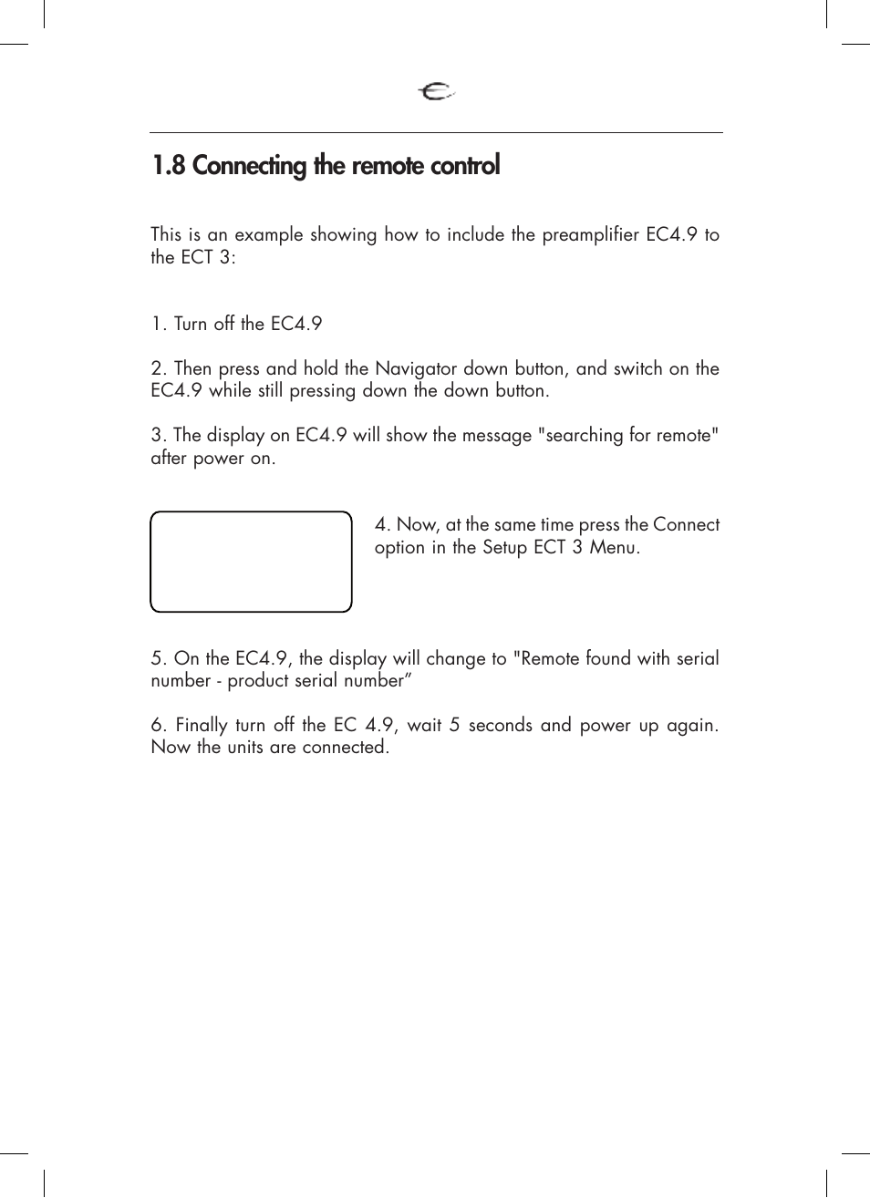 8 connecting the remote control | Electrocompaniet ECT 3 User Manual | Page 10 / 28