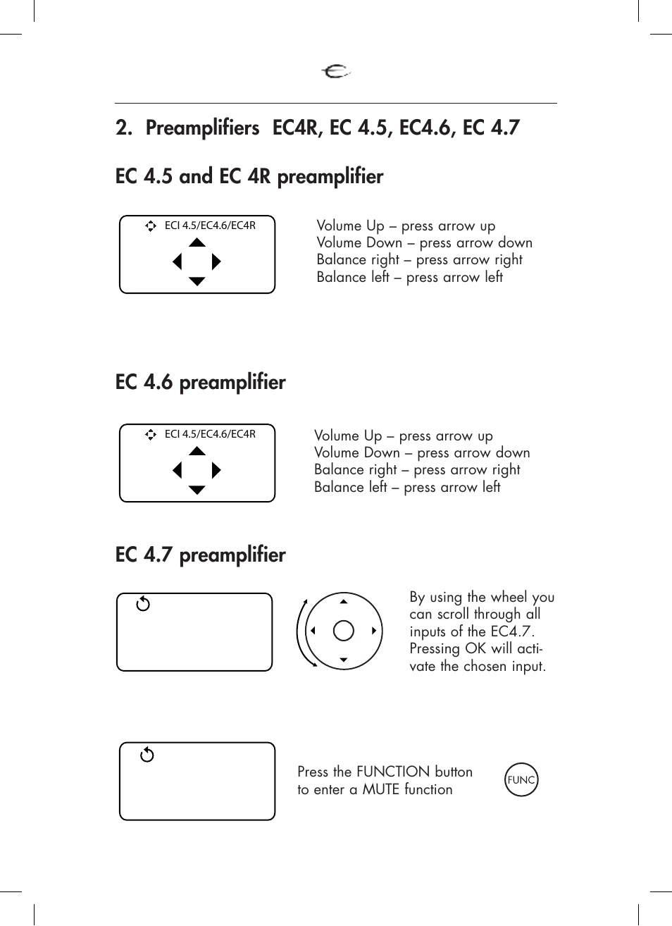 Ec 4.7 preamplifier, Cd tun tap dvd vcr aux, Mute | Electrocompaniet ECT 3 User Manual | Page 11 / 28