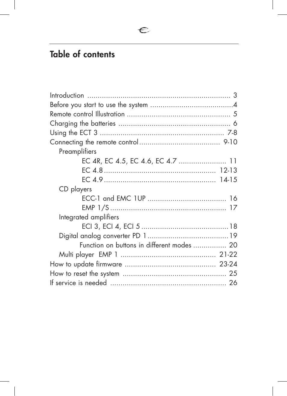 Electrocompaniet ECT 3 User Manual | Page 2 / 28