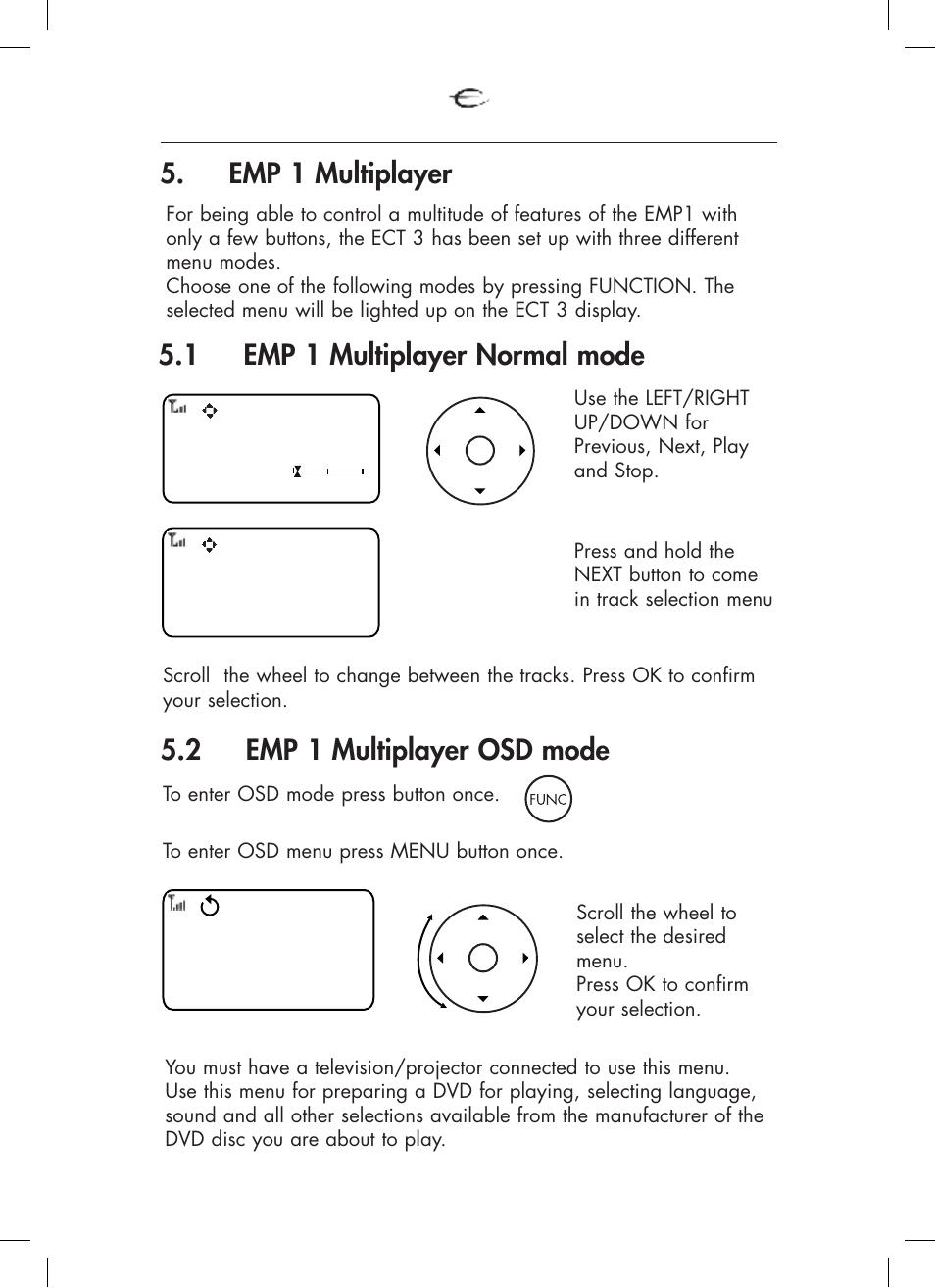 2 emp 1 multiplayer osd mode, Multi player | Electrocompaniet ECT 3 User Manual | Page 20 / 28