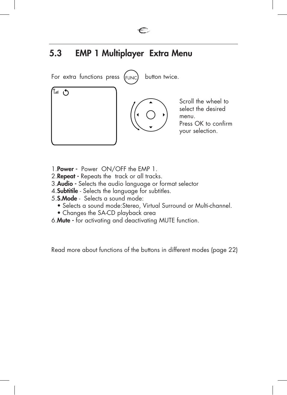 3 emp 1 multiplayer extra menu, 21 multi player | Electrocompaniet ECT 3 User Manual | Page 21 / 28