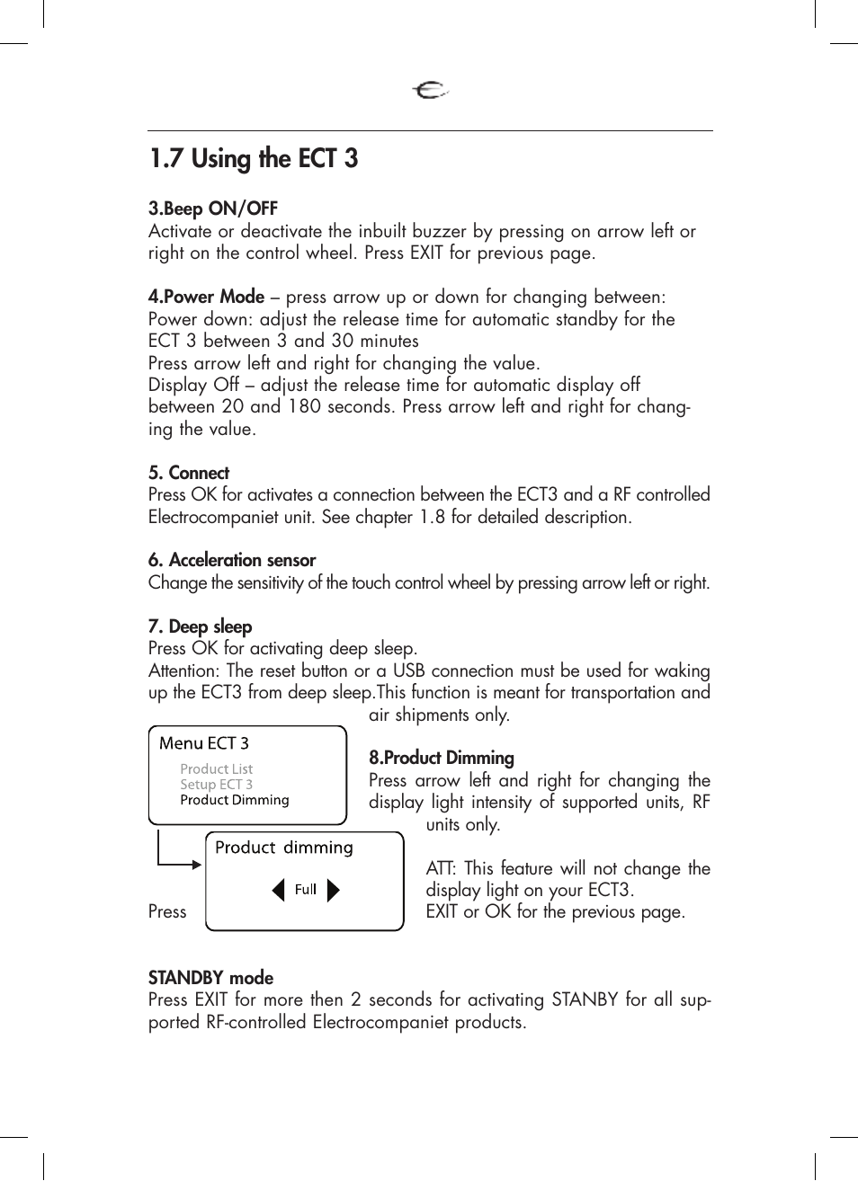 7 using the ect 3 | Electrocompaniet ECT 3 User Manual | Page 8 / 28